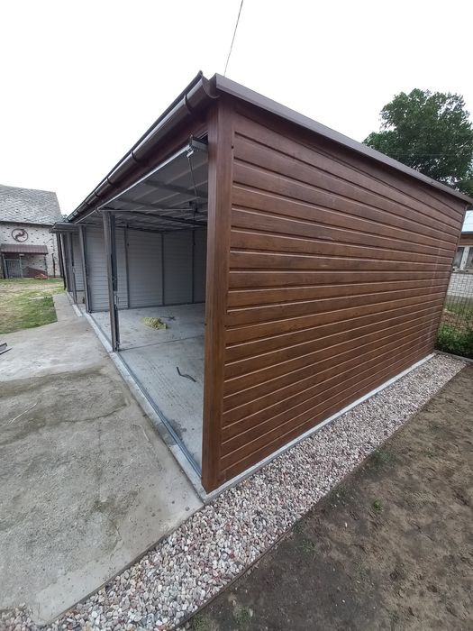 Garaż 12x5 spad dachu na bramy wszystko z profila ocynk 12x5 Garaż