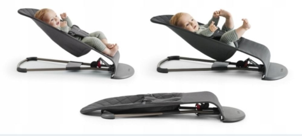Leżaczek Bujak  BabyBjorn Balance Soft Mesh szary biały
