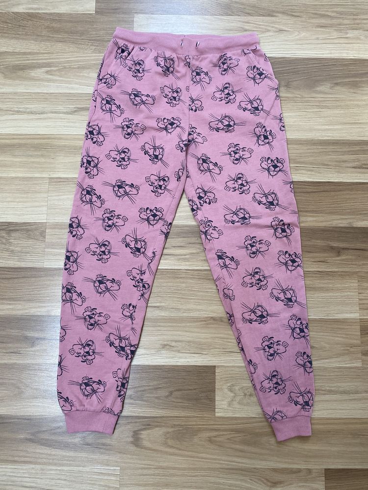 Spodnie dresowe 152 Sinsay różowe kieszenie wzór Różowa Pantera