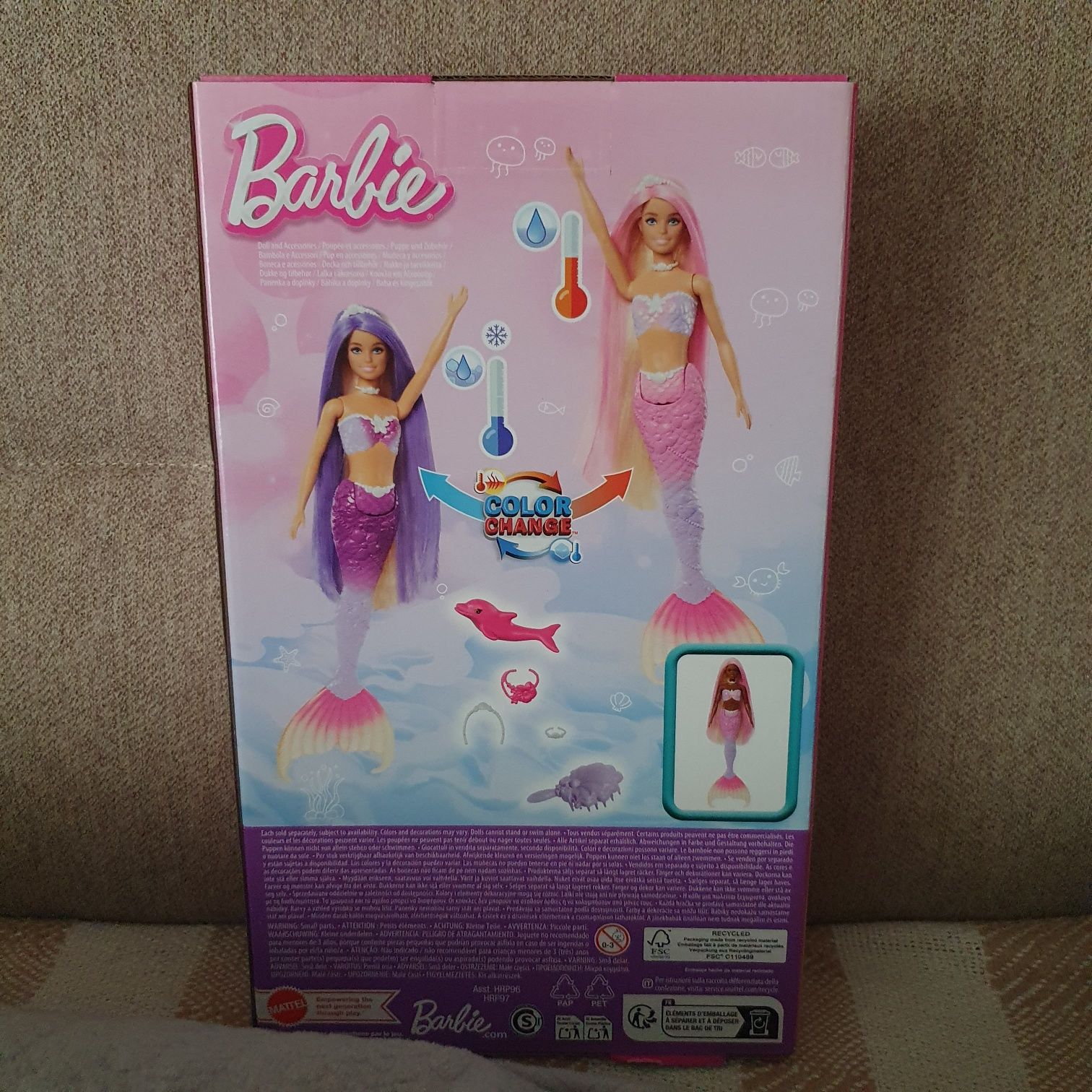 Lalka Barbie color change zmieniająca kolor syrena