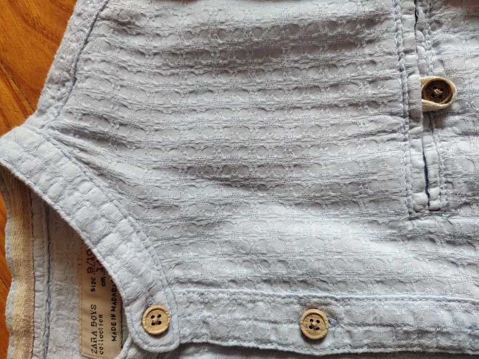 koszula chłopięca Zara, wiek ok. 8-10 lat, rozm 140 cm, błękit, stójka