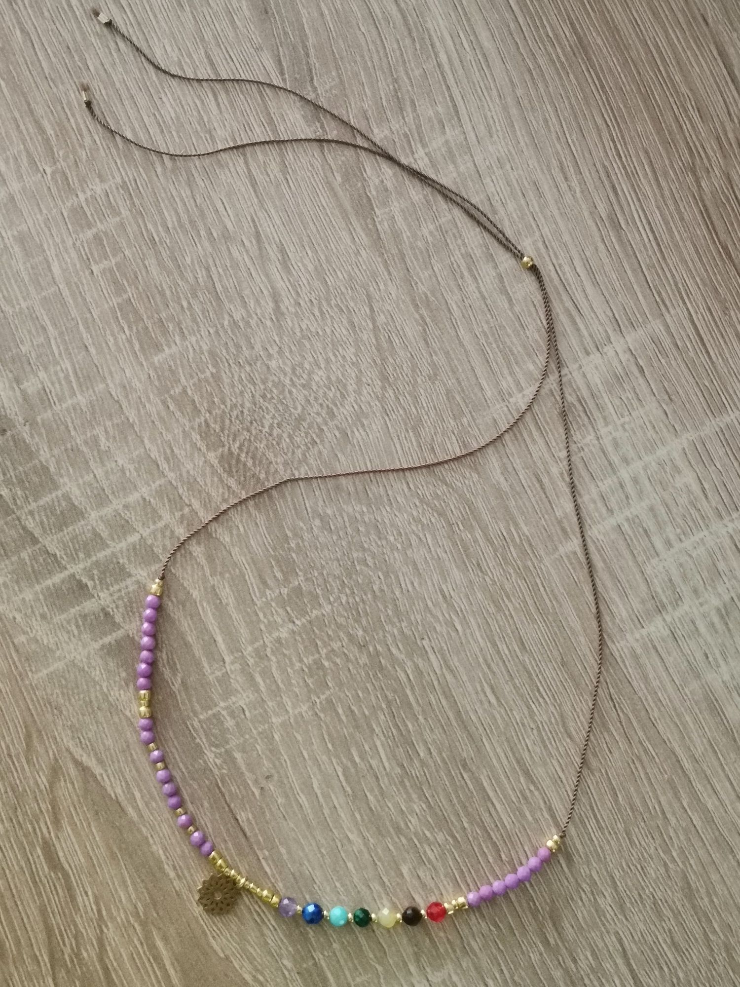 Naszyjnik na nici czakry kamienie regulacja lepidolit lapis agat opal
