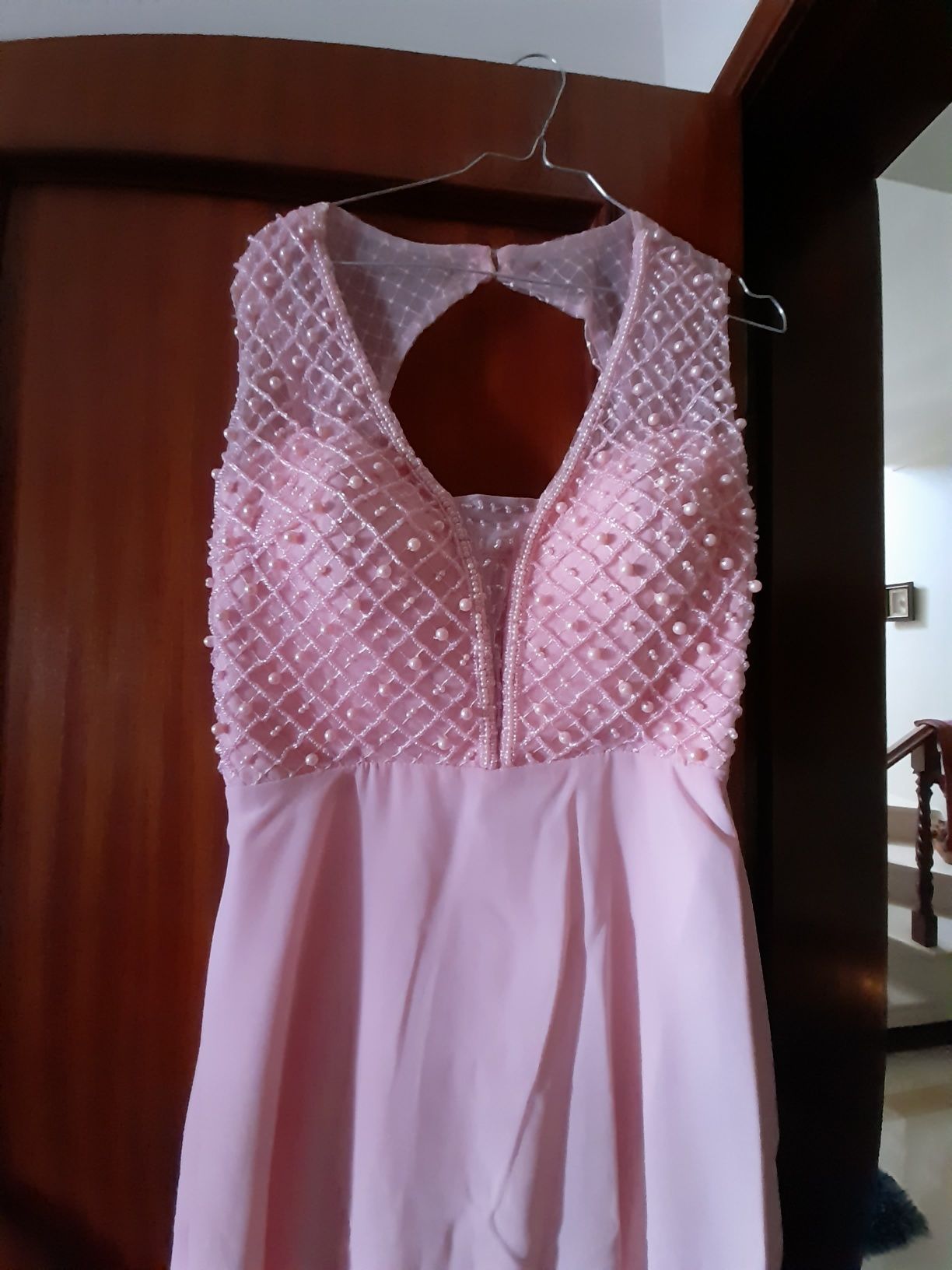 Vestido comprido  em rosa