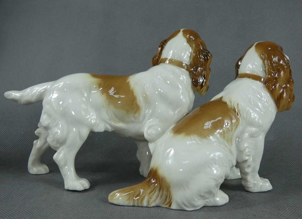 Figura porcelana Hutschenreuther dwa Cocker Spaniel pies 1970 - 1985