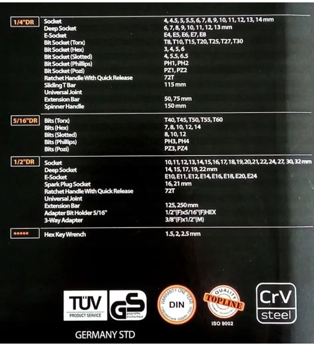 Набір інструментів King Roy 108 предметів 1/4-1/2"; DR (12-гранний)