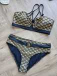 Czarno złoty dwuczęściowy strój kąpielowy bikini wysoki stan L 40