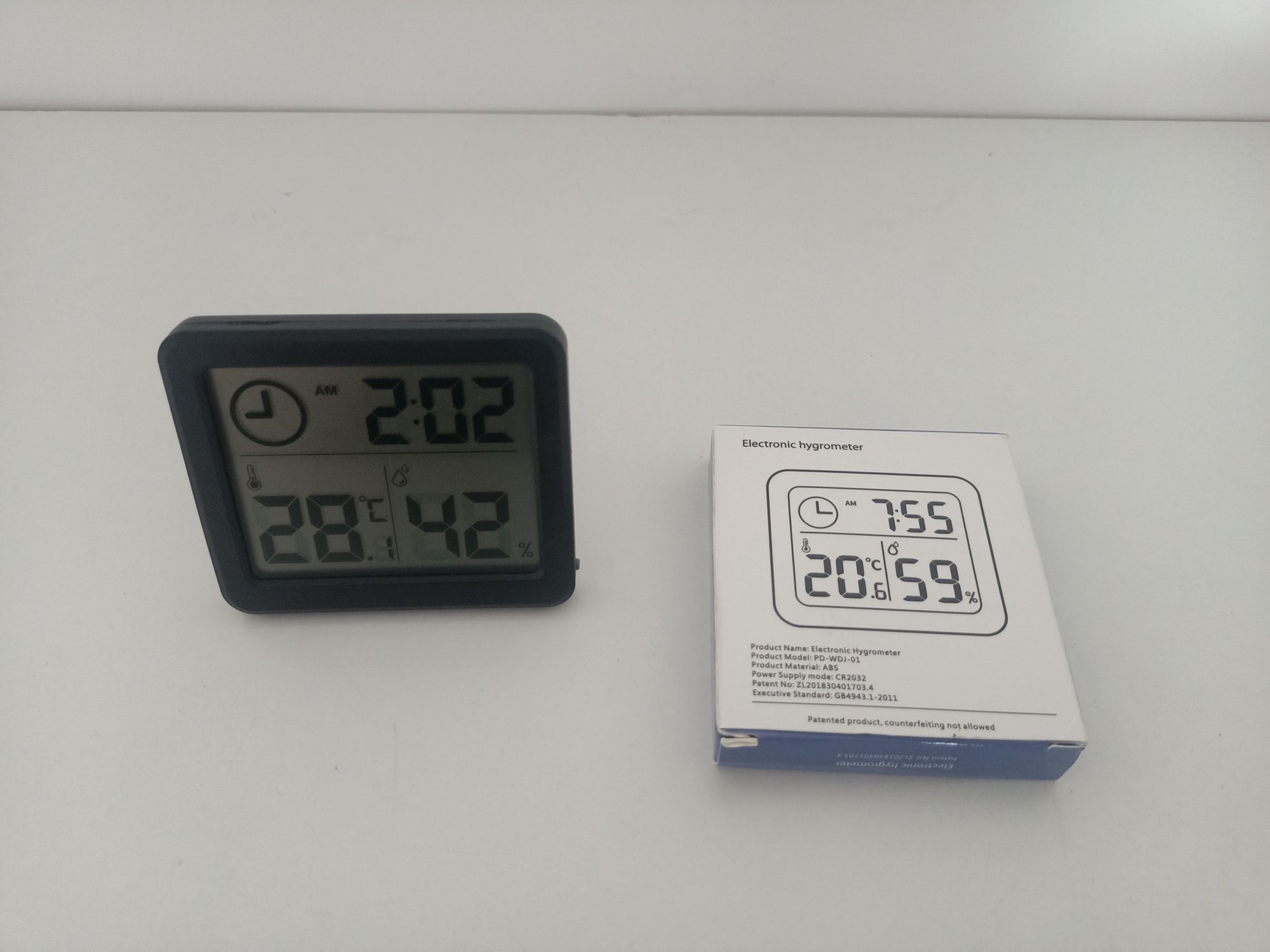 Termometr zegar z higrometrem LCD cyfrowy wyświetlacz wewnętrzny