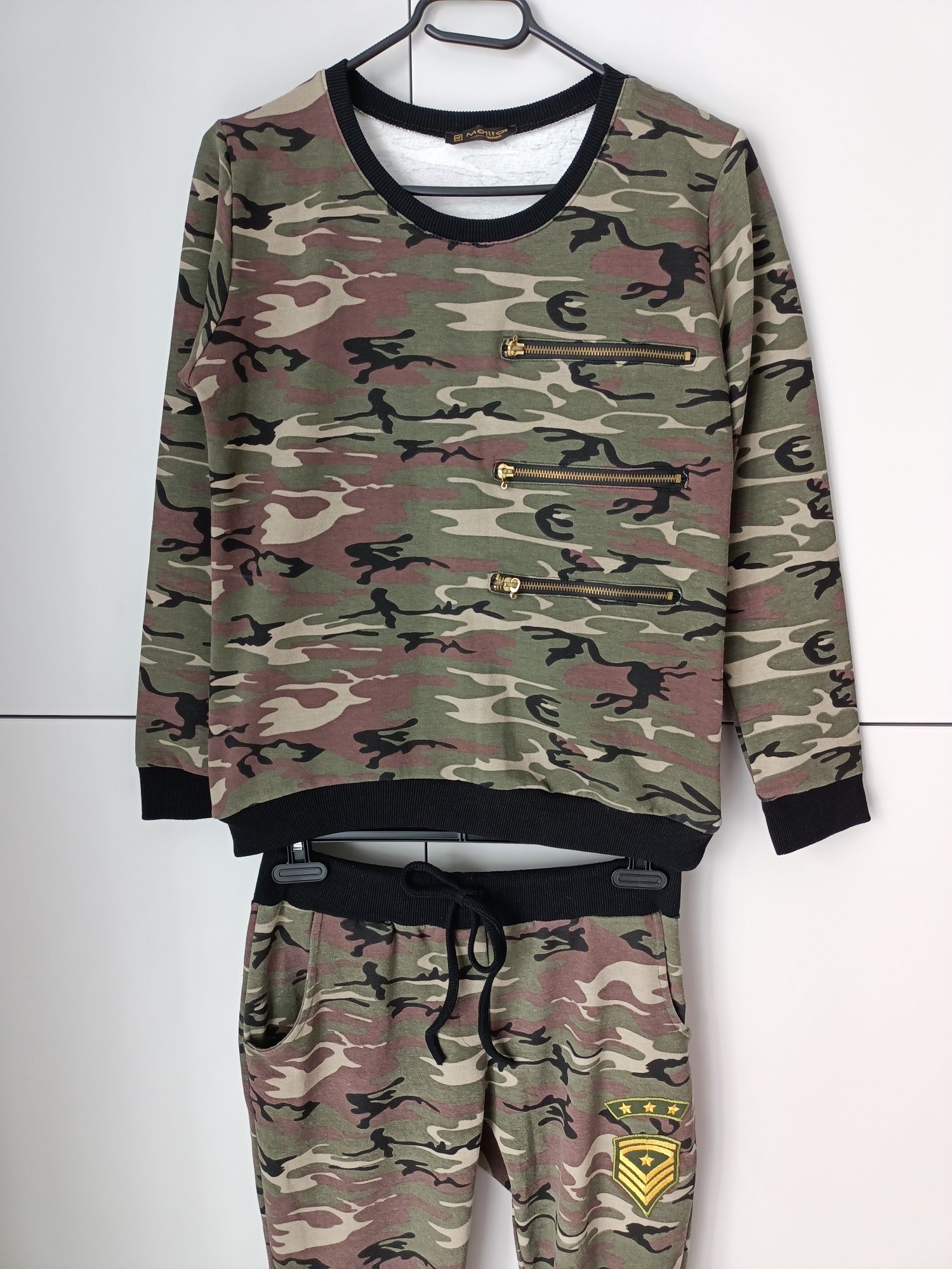 Komplet dresowy moro, khaki. Bluzka dresowa, spodnie dresowe