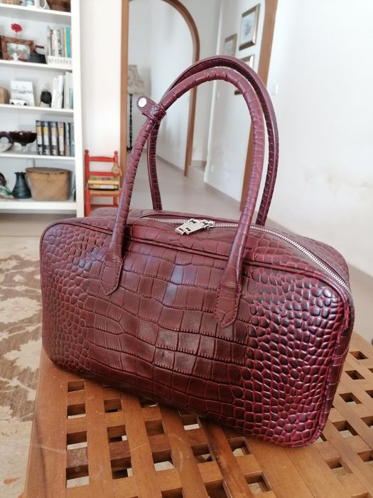 Mala de mão Mango, de pele, bordeaux, em ótimo estado, pouco uso