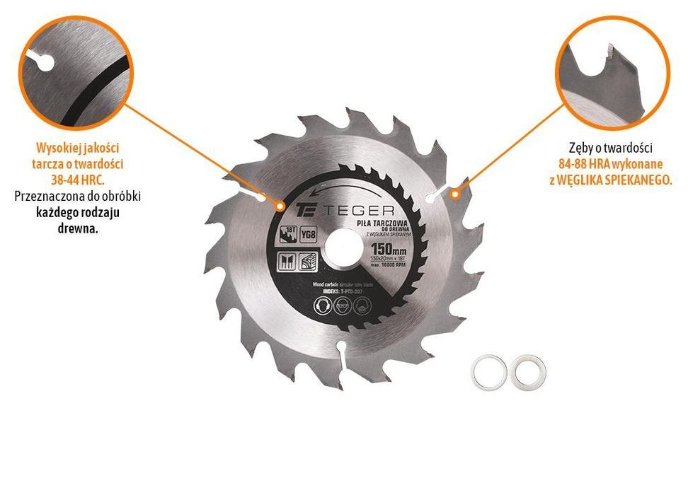 Piła tarczowa do drewna z węglikiem spiekanym 150x20x18T / TEGER