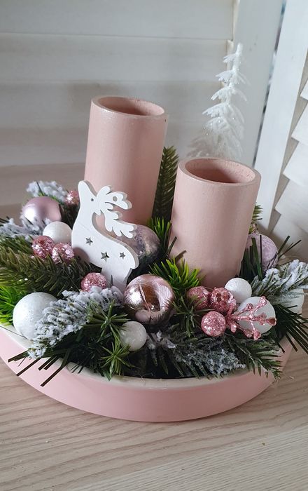 Stroik świąteczny na stół, Boże Narodzenie, świece