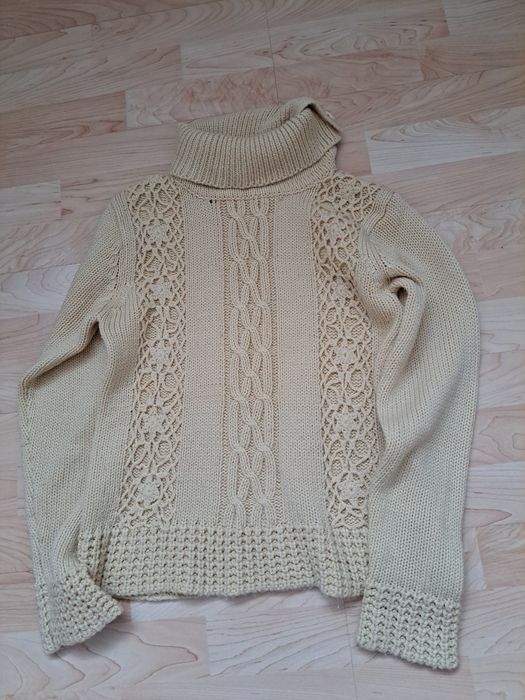 Markowy sweterek wełniany damski S - golf