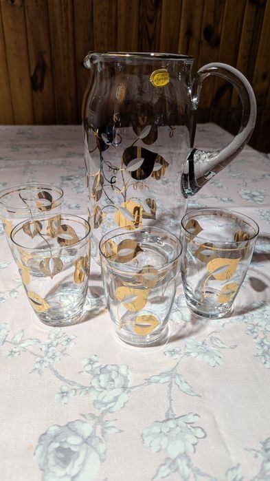 Кувшин и стаканы. Набор.Чешское стекло.Богемия.