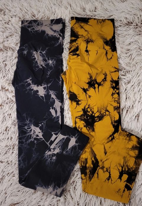Damskie legginsy modelujące push up tie dye wysoki stan