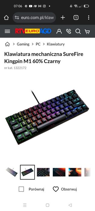 Klawiatura Mechaniczna SureFire Kingpin M1 60% Czarny