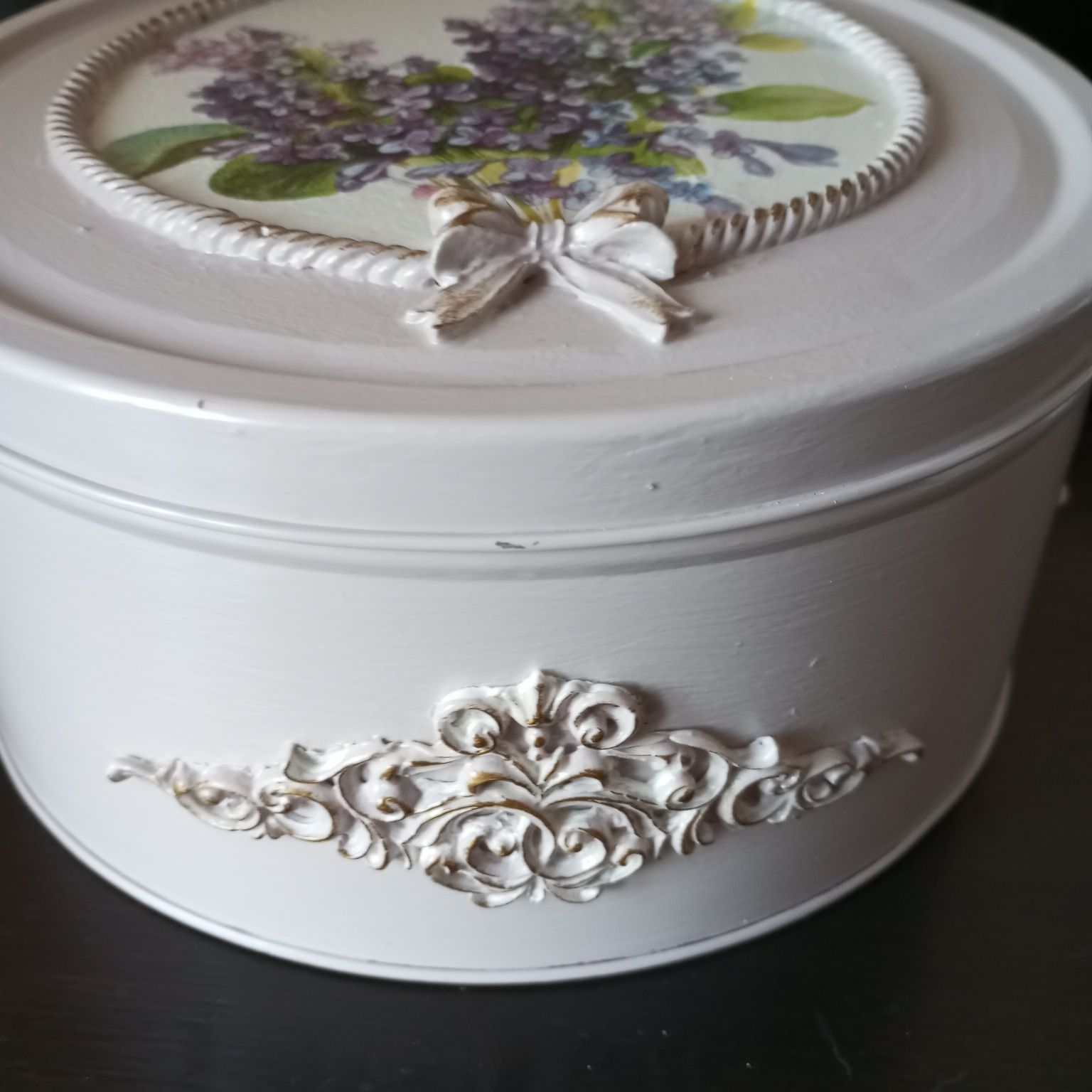 GAŁĄZKA BZU- duża szkatułka/ pudelko/ pojemnik w stylu retro vintage