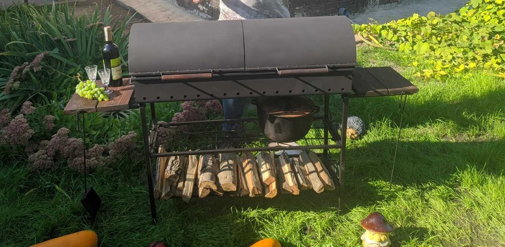 Жаровня 1 метр! Стаціонарний Мангал-Барбекю MIX T3 з Двома Кришками!