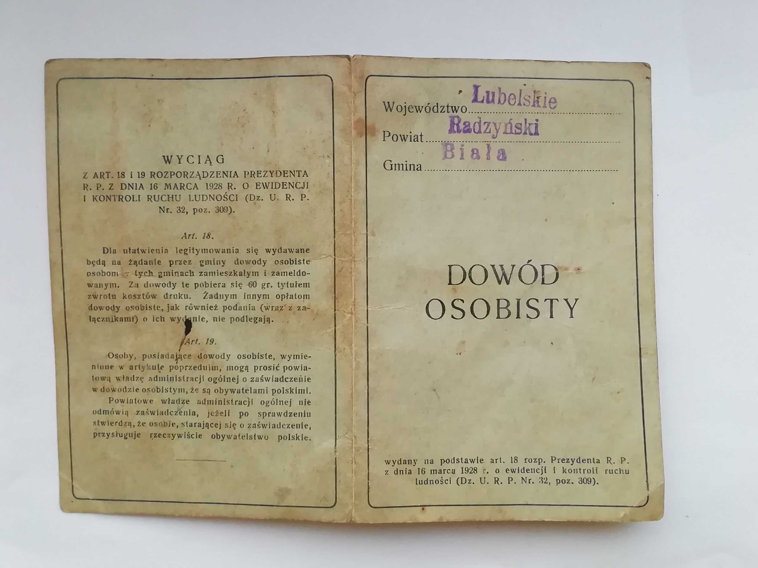 Dokumenty z czasów II wojny światowej i wcześniejsze