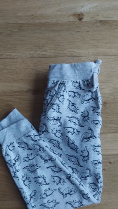 Spodnie cotton joggers popiel print dino jak nowe r 116