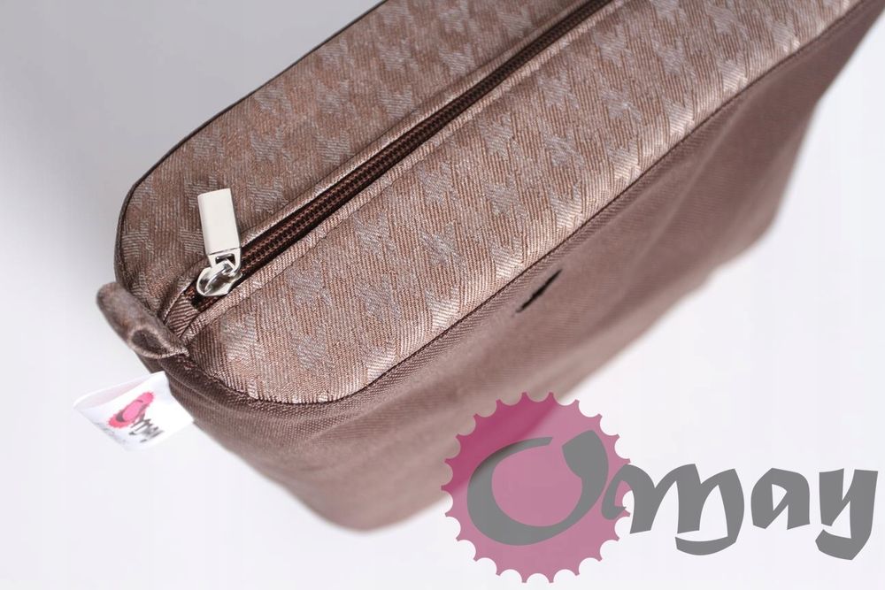 BRĄZOWA PEPITKA organizer OBAG MINI +OPASKA wkład 2 kieszenie OMAY
