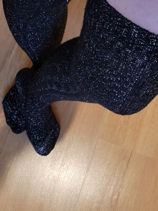 Zakolanówki czarne ze srebrną nitką rozm.S 35-38