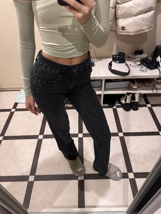 Прямі джинси графітні