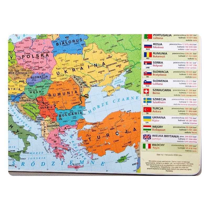 Podkładka - Mapa EUROPY + inne dane