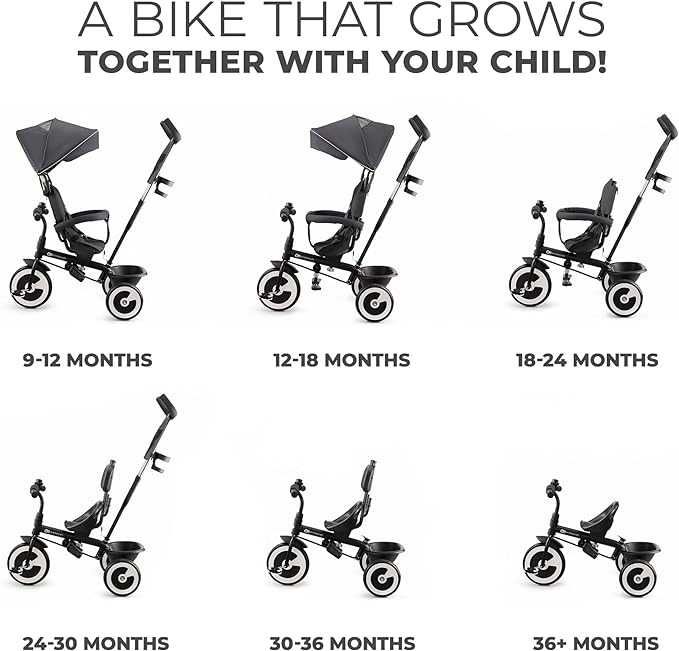 Kinderkraft Rowerek trójkołowy ASTON Grey Dwa kierunki jazdy NOWY