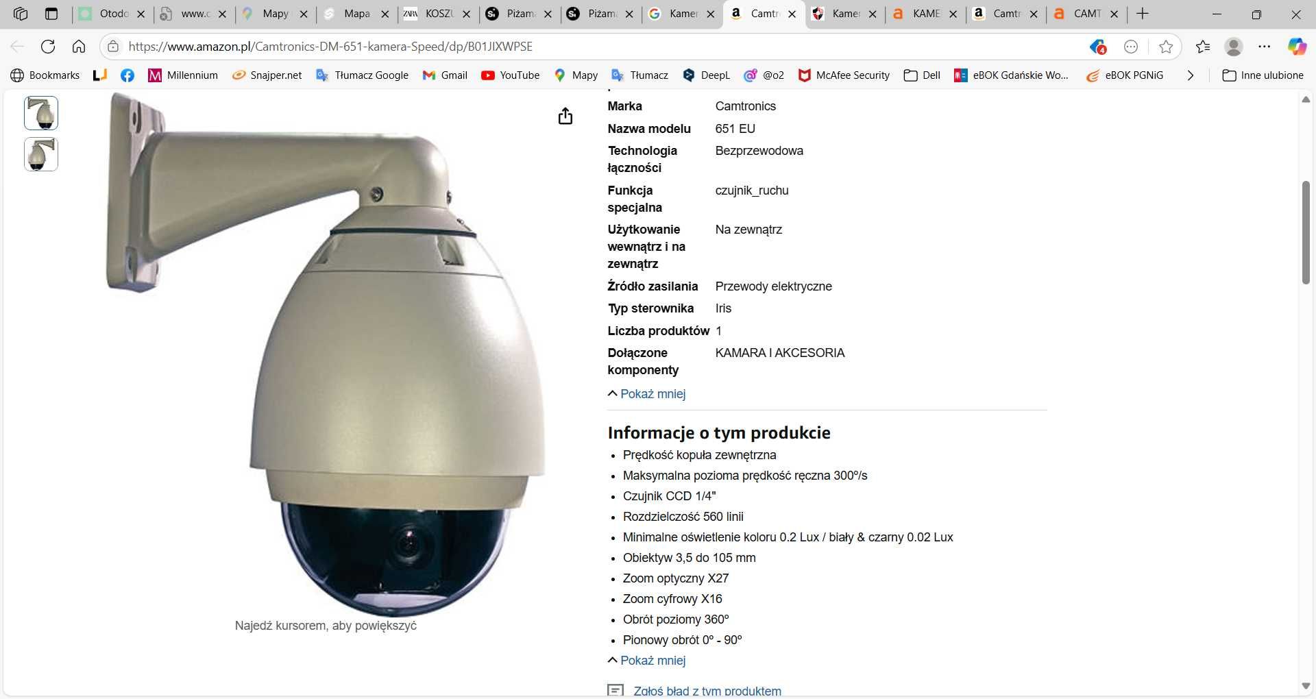 Kamera przemysłowa Camtronics DM 651 +REJESTRATOR