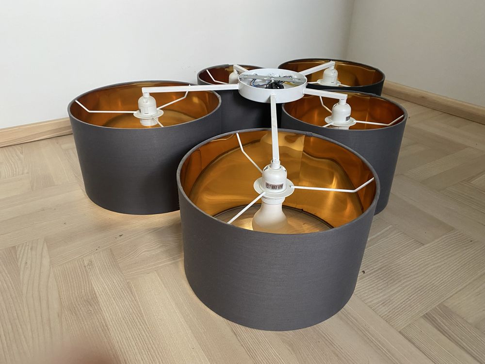 Lampa sufitowa ze złotym wnętrzem 5-świateł
