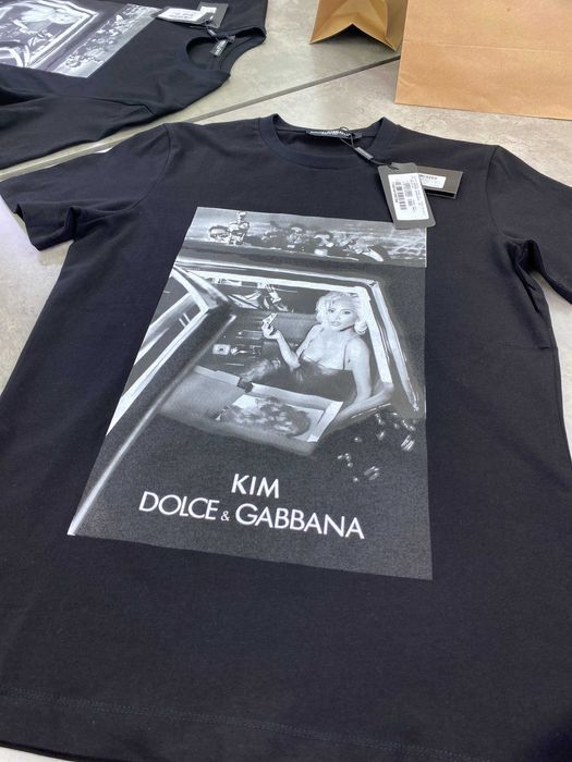 Мужская футболка с принтом Dolce Gabbana черная футболка DG Kim f632