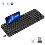 Bezprzewodowa klawiatura Bluetooth z uchwytem na telefon .