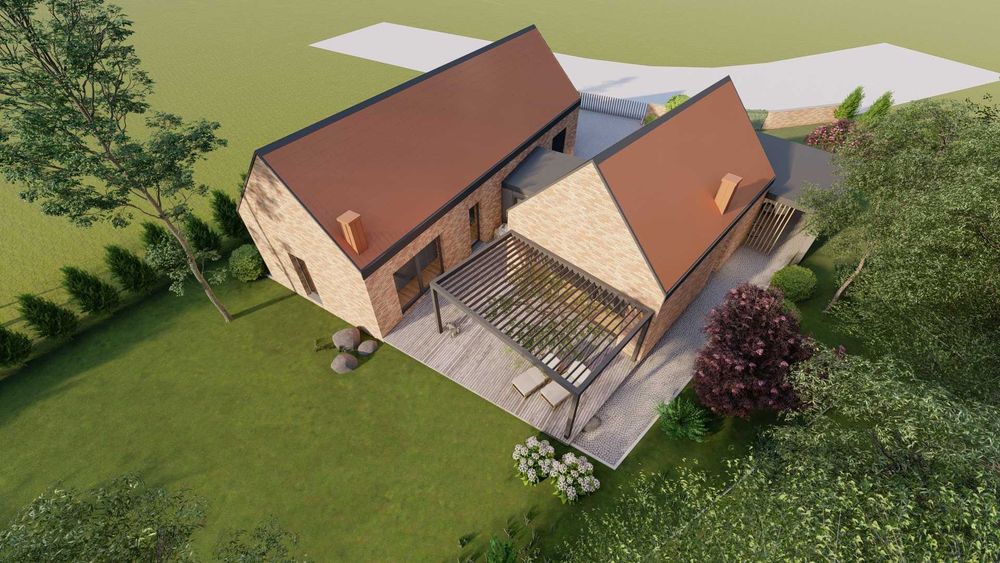 Indywidualny/autorski projekt domu parterowego, 160 m2