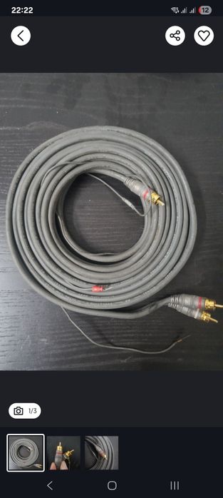 Cabos para amplificador 12V + cabo  RCA