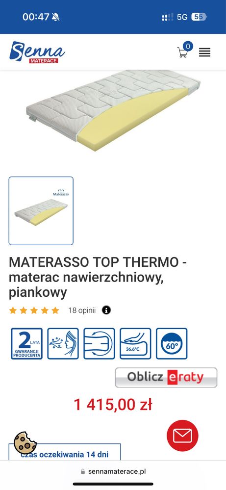 Materac nawierzchniowy Materasso 160 200