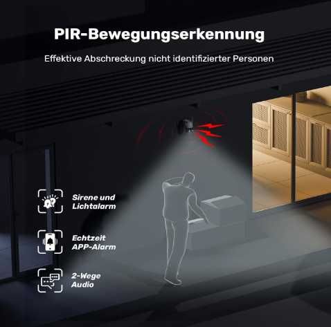 JEEBER Kamera monitoringowa 2K zewnętrzna 30m