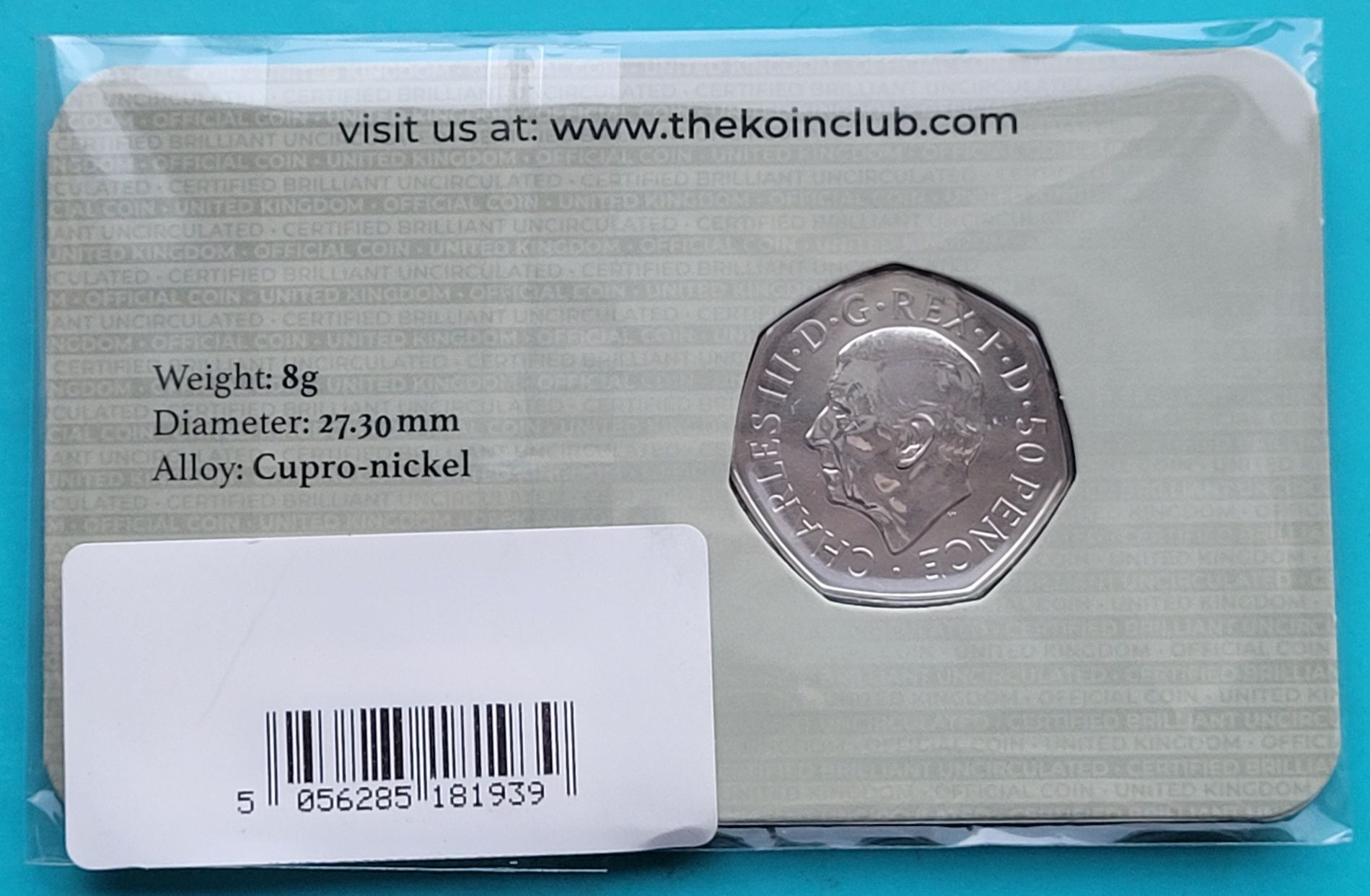 Moneta 50 pensów 2022 - Król Karol III  - Wielka Brytania (138A)
