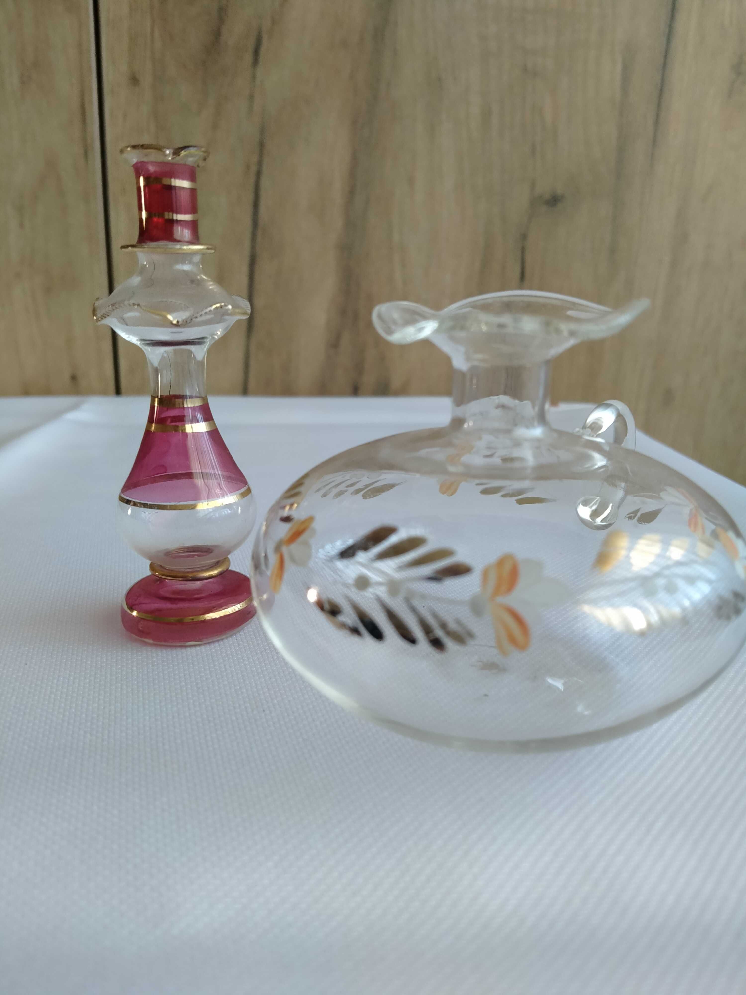 STARE flakoniki  karafki 2 szt. miniatury orientalne ręcznie malowane
