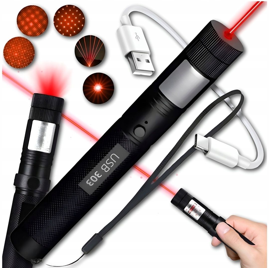 Wskaźnik LASEROWY LASER czerwony USB MOCNY POINTER duży zasięg