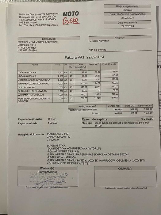 Piaggio mp3 500 LT abs, asr 2018r