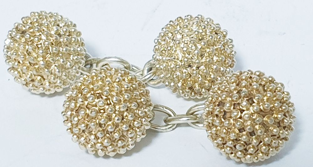 Fantásticos raros antigos botões de punho  em prata dourada