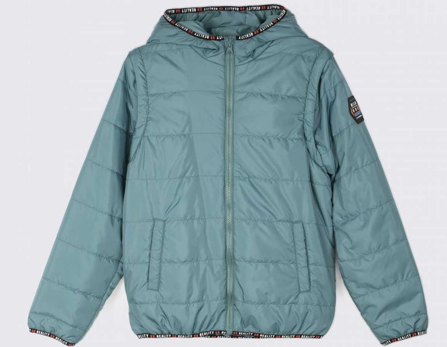 Kurtka przejściowa turkus z odpinanymi rękawami, nowa metki, 152 roz.