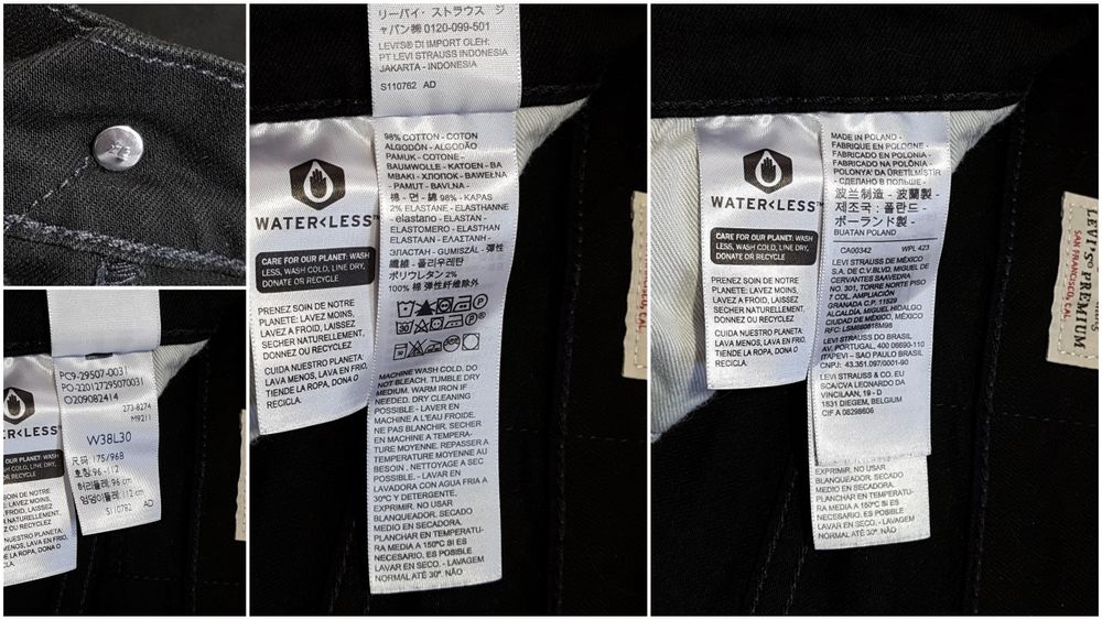 Levi's 502 premium waterless W38 L30 джинси taper оригінал чорні