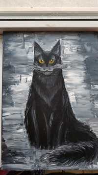 Картина Черный кот масло
