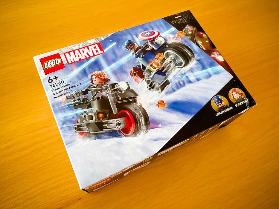 76260 LEGO Age Ultron Black Widow Captain America Motorcycles (novo)