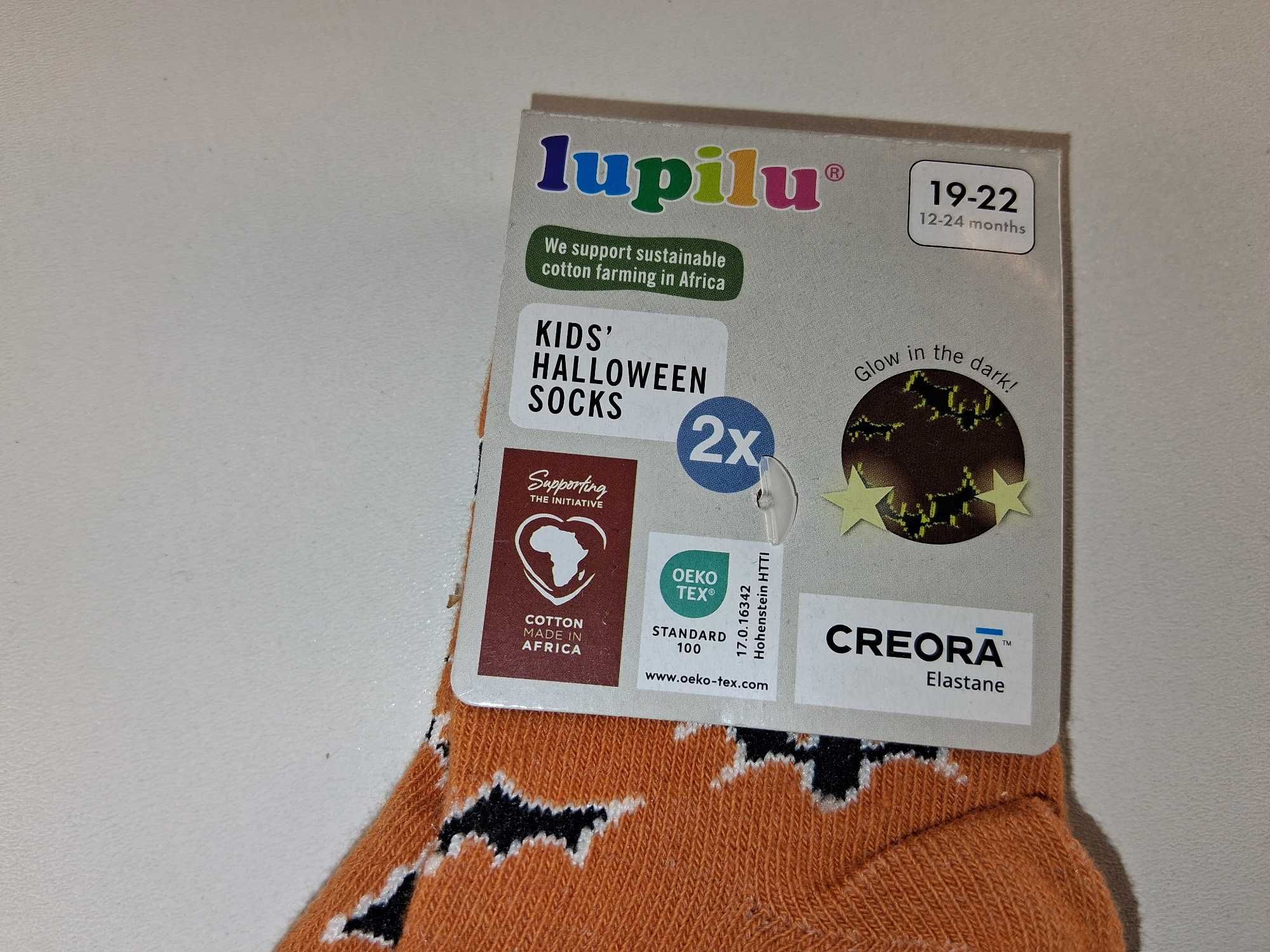 A065 Lupilu Skarpetki  2-pak Halloween Dziecięce Glow In Dark R. 19-22