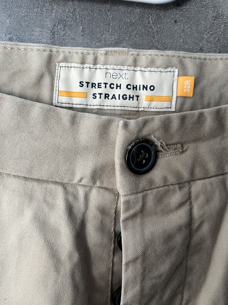 Męskie proste spodnie next materiałowe chino straight S 36 beżowe