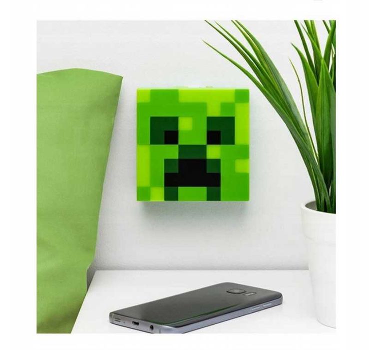 Minecraft Creeper lampka nocna czujnik nocny 10x10cm na ścianę biurko