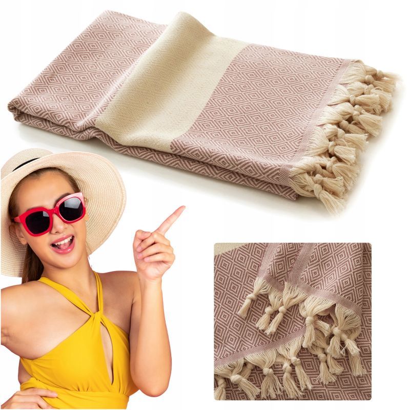 Ręcznik 100x180 Plażowy Kąpielowy Peri Hamam Elmas Miękki Boho