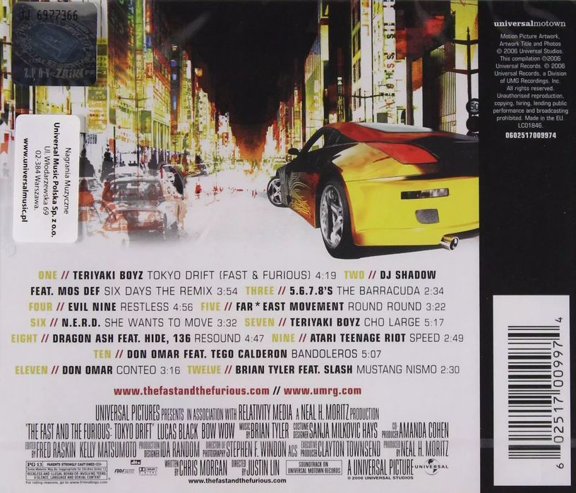 Fast & The Furious: Tokyo Drift. CD. Universal Music Polska